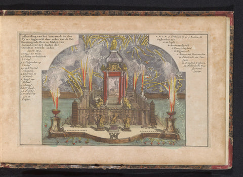 Fireworks at the celebration of the Peace of Utrecht, 1713, anonymous, 1735 Canvas Print