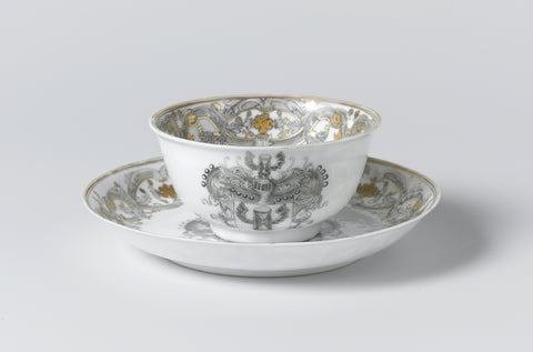 Saucer with the arms of the De Marre family, anonymous, c. 1735 - c. 1740 Canvas Print