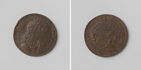 Conquest of Tobago, calculation medal minted in honor of Louis XIV, king of France, anonymous, 1677 Canvas Print