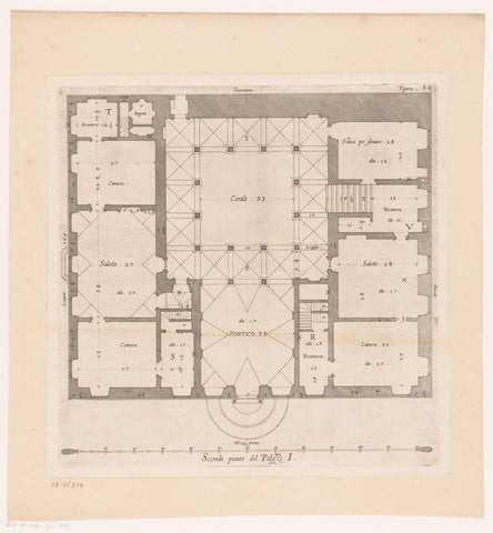 Floor plan of the ground floor of the Palazzo Rostan Raggio in Genoa, Nicolaes Ryckmans, 1622 Canvas Print