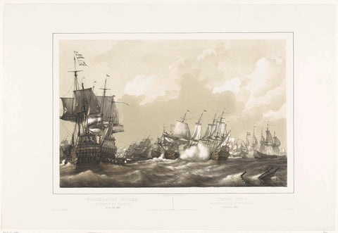 The Four-Day Battle, 1666, Petrus Johannes Schotel, 1848 - 1855 Canvas Print