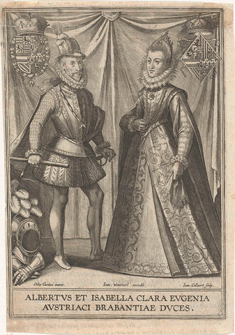 Portret van Albrecht en Isabella van Oostenrijk, Jan Collaert (II), 1600 Canvas Print