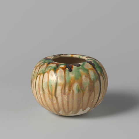 Covered jar with a three-colored glaze, anonymous, c. 618 - c. 906 Canvas Print