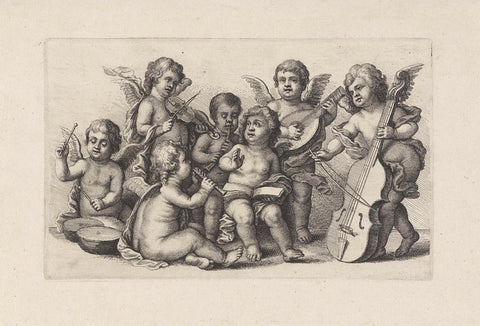 Musicing Cherubim, Wenceslaus Hollar, 1646 Canvas Print