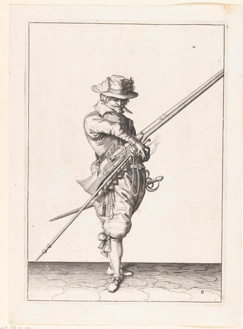 Soldier with a musket that takes his fuse, Jacob de Gheyn (II) (workshop or), 1597 - 1607 Canvas Print