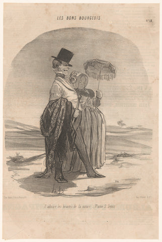 Echtpaar wandelt in de zon, Honoré Daumier, 1846 Canvas Print