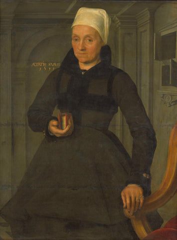 Portrait of Lysbeth Hendriksdr (1536-after 1603). Wife of Bartholomeus van der Wiere, Jan Claesz. (attributed to), 1593 Canvas Print