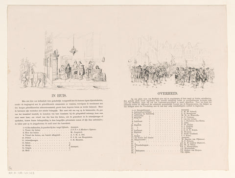 Declaration and legend with second and third print of Utrecht masquerade in 1856, Willem Pieter Hoevenaar, 1856 Canvas Print