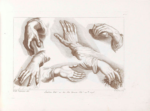 Six hands, Francesco Bartolozzi, 1796 Canvas Print