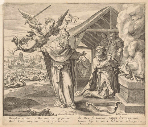 King David Sacrificing to God and Sees the Angel of Death, anonymous, 1674 Canvas Print