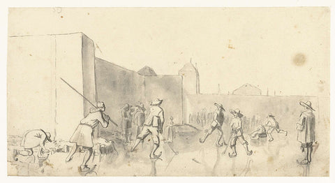 Skaters at the Zijlpoort, Haarlem, Harmen ter Borch, 1653 Canvas Print