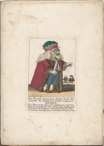 The dwarf Vincentz Zipperling in a fur coat, ca. 1710, Martin Engelbrecht (attributed to), 1705 - 1715 Canvas Print