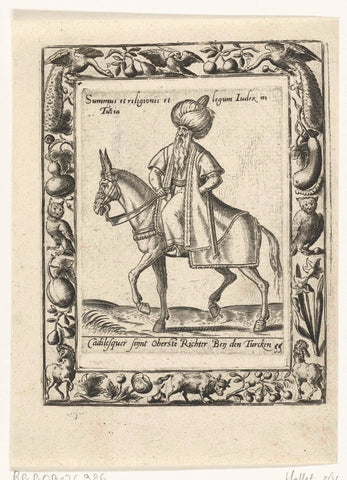 Supreme Judge of ottoman empire on horseback, Abraham de Bruyn (attributed to), 1577 Canvas Print