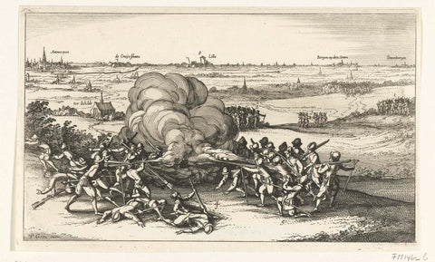 Skirmish near the village of Ter Schilde, 1622, Claes Jansz. Visscher (II) (workshop or), 1622 Canvas Print