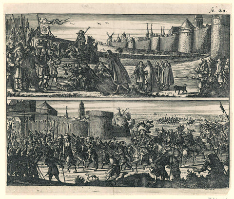 Two illustrations by Louis XIV who enters Utrecht, anonymous, 1672 - 1674 Canvas Print