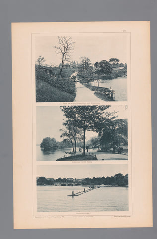 Three faces on Hamburg, pictured a park, the Alsterinsel and the Lombardsbrücke, Wilhelm Dreesen, 1894 Canvas Print