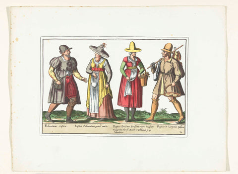 Two peasants and two peasant women dressed according to Italian fashion, ca. 1580, anonymous, 1872 - 1875 Canvas Print