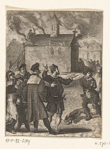 Church where the host is kept burns down but the host is spared, Boëtius Adamsz. Bolswert, 1639 - 1689 Canvas Print