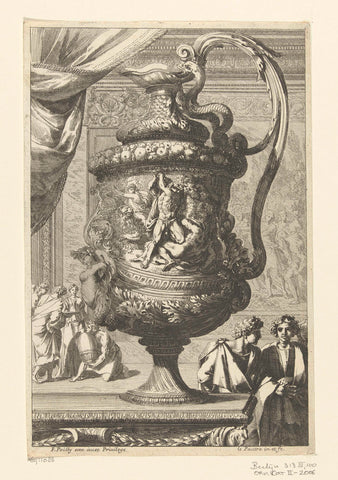 Schenkkan with Hercules and Caccus, Jean Lepautre, 1669 - 1693 Canvas Print