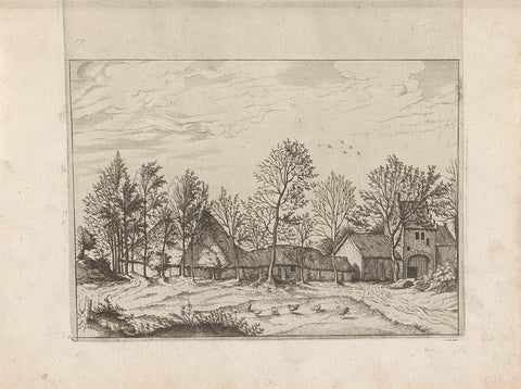 Farmhouse with gatehouse, Johannes or Lucas van Doetechum, 1559 - 1561 Canvas Print