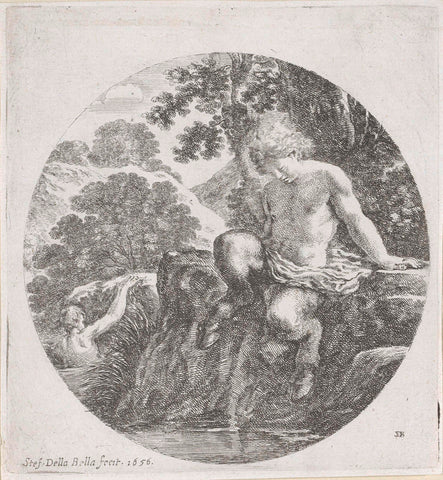 Young satyr on the shore, Stefano della Bella, 1656 Canvas Print