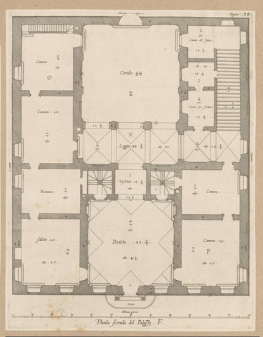 Floor plan of the ground floor of the Palazzo Spinola in Genoa, Nicolaes Ryckmans, 1622 Canvas Print