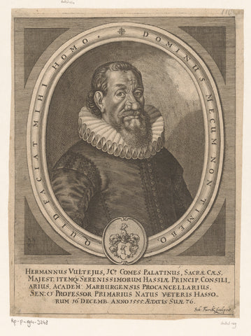 Portrait of Hermann Vultejus at the age of 76, Sebastian Furck, 1621 Canvas Print