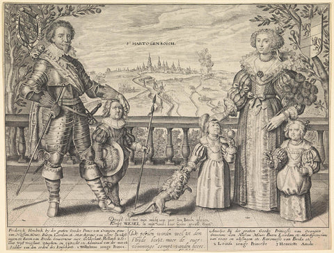 Family portrait of Frederik Hendrik, Prince of Orange, Amalia of Solms and their children, Crispijn van de Passe (II), 1629 Canvas Print