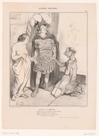 Karikatuur van Apelles en Campaspe, Honoré Daumier, 1842 Canvas Print