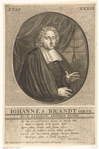 Portrait of Johannes Brandt at the age of 39, Pieter van den Berge, 1699 Canvas Print