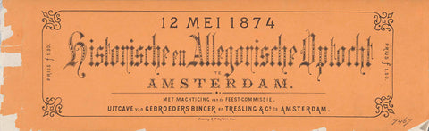 Historical costumed procession in Amsterdam at the 25th anniversary of the reign of King William III in 1874 (cover), Gebroeders Binger, 1874 Canvas Print