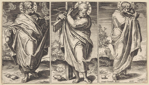 Matthew, Andrew and John, Agostino Carracci, 1583 Canvas Print