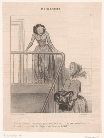 Two women say goodbye in a stairwell, Honoré Daumier, 1844 Canvas Print