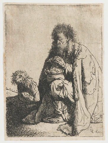 Beggar with his Dog, Rembrandt van Rijn, c. 1629 Canvas Print