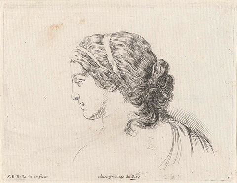 Head of a woman seen on the back, accustomed to the left, Stefano della Bella, 1620 - 1664 Canvas Print