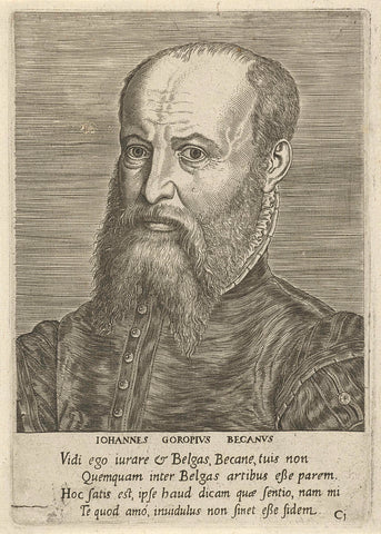 Portrait of Johannes Goropius Becanus, Philips Galle, 1572 Canvas Print