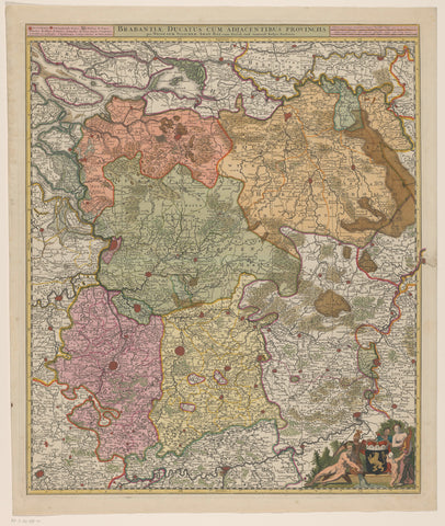 Map of Amsterdam with cityscape (upper part), anonymous, 1691 - 1693 Canvas Print