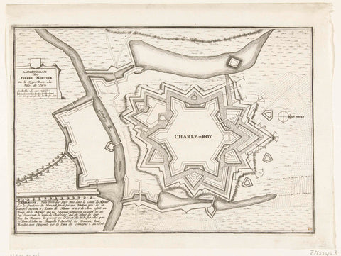 Map of the new fortress of Charleroi, 1666, Laurens Scherm, 1689 - 1701 Canvas Print