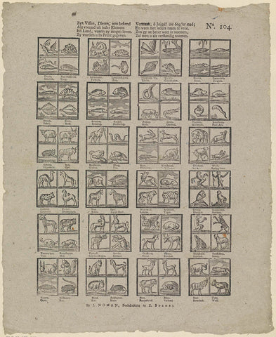 Zyn fish, animals; so well known / As strange from every element [(...)], Johan Noman, 1806 - 1830 Canvas Print