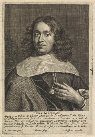 Portrait of the painter Hendrick Berckman, Coenraet Waumans, 1662 Canvas Print