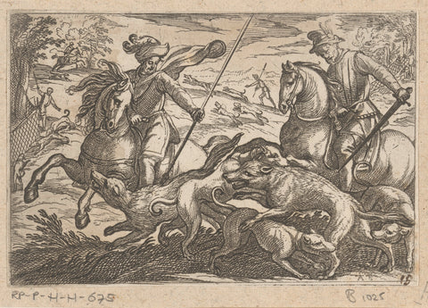 Hunting wolves, Antonio Tempesta, 1595 Canvas Print