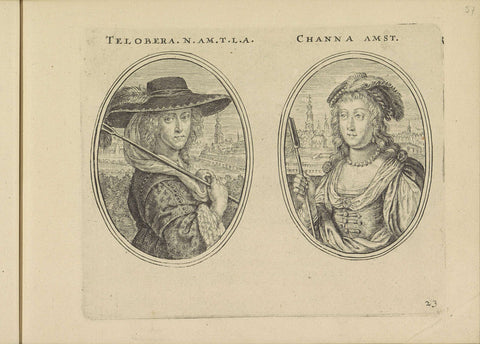 Portraits of Berta E.L.O. van Amsterdam and Hanna C. van Amsterdam, both as shepherdess, Crispijn van de Passe (II), 1640 Canvas Print