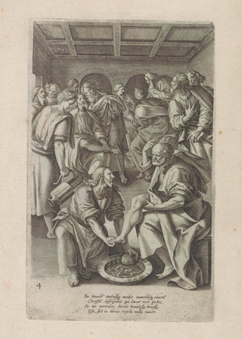 Petrus' foot washing, Antonie Wierix (II), 1585 Canvas Print