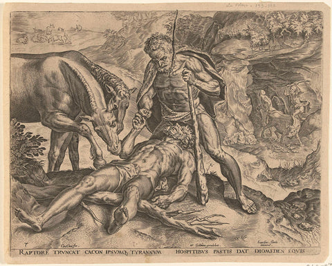 Hercules feeds Diomedes to his horses, Cornelis Cort, in or after 1563 - before 1595 Canvas Print