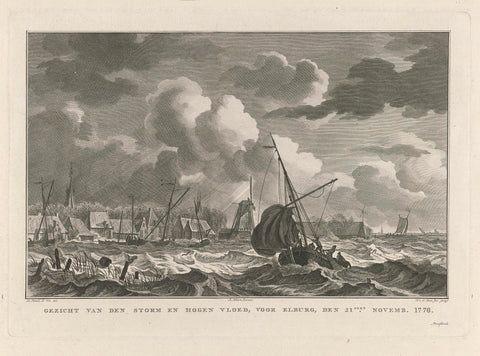 Storm and high tide near Elburg, 1776, Noach van der Meer (II), 1778 Canvas Print