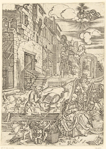 Heilige familie in Egypte, Marcantonio Raimondi, 1510 - 1515 Canvas Print