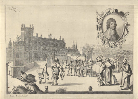 The bodyguard of Prince William II at the Buitenhof, 1638, Crispijn van den Queborn, 1638 - 1643 Canvas Print
