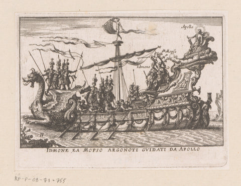 Ship with Idmon and Mopso with Apollo on the stern, anonymous, 1635 Canvas Print