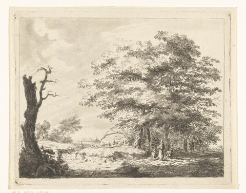 Landscape with farm and figures under trees, Hermanus van Brussel, c. 1800 - in or before 1815 Canvas Print