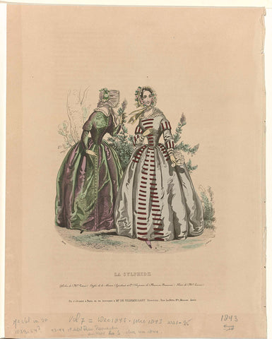 La Sylphide, 1843, 7th Vol., No. 20 : Robes de (Mme Potiev) (...), Pierre Numa Bassaget, 1843 Canvas Print